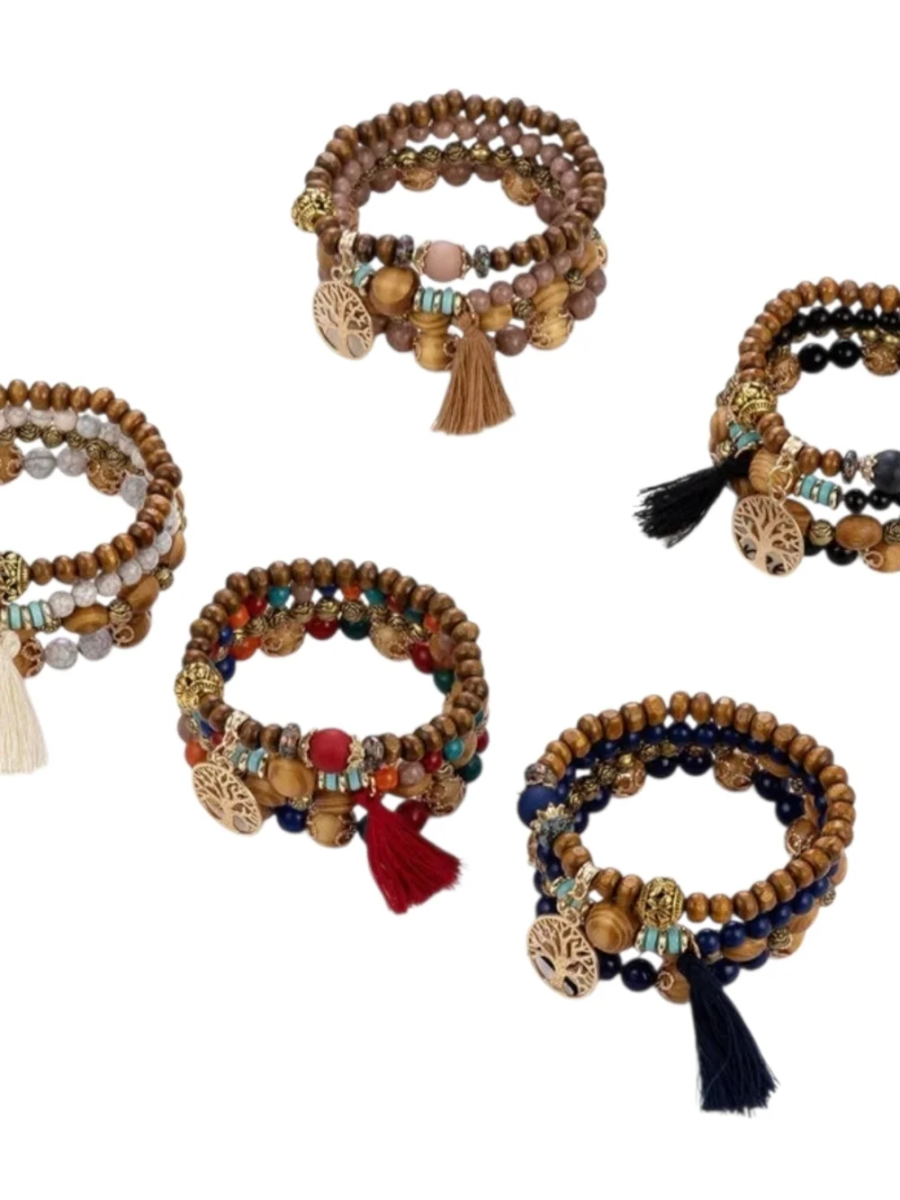 Tree Of Life Beaded Layered Bracelet Set - Picture 11 of 13